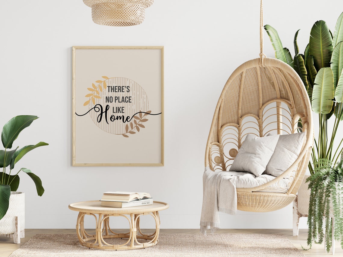 There Is No Place Like Home Botanical Quote Typography Poster - Image 3
