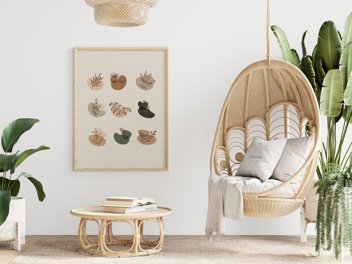 Nine Botanical Leaf Illustrations Beige Minimalist Plant Poster - Image 3