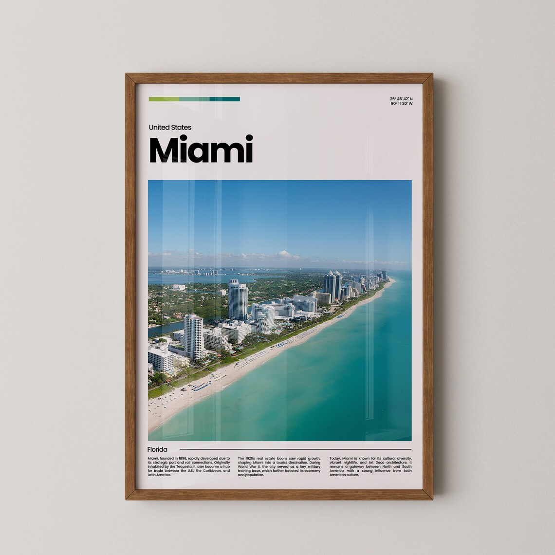 Miami Florida Beach Aerial Minimalist Photography Travel Poster