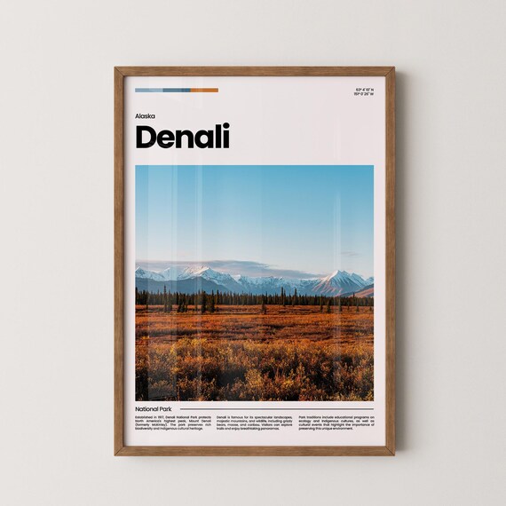 Denali National Park Alaska Snowcapped Peaks Autumn Tundra Poster