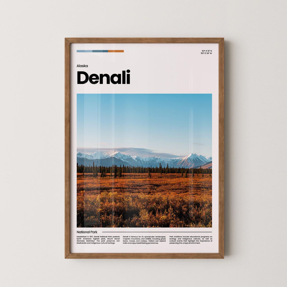 Denali Travel Poster Denali Poster Denali Photo Poster Denali Art Print Denali National Park Usa Poster Usa Travel Poster Travel Gift