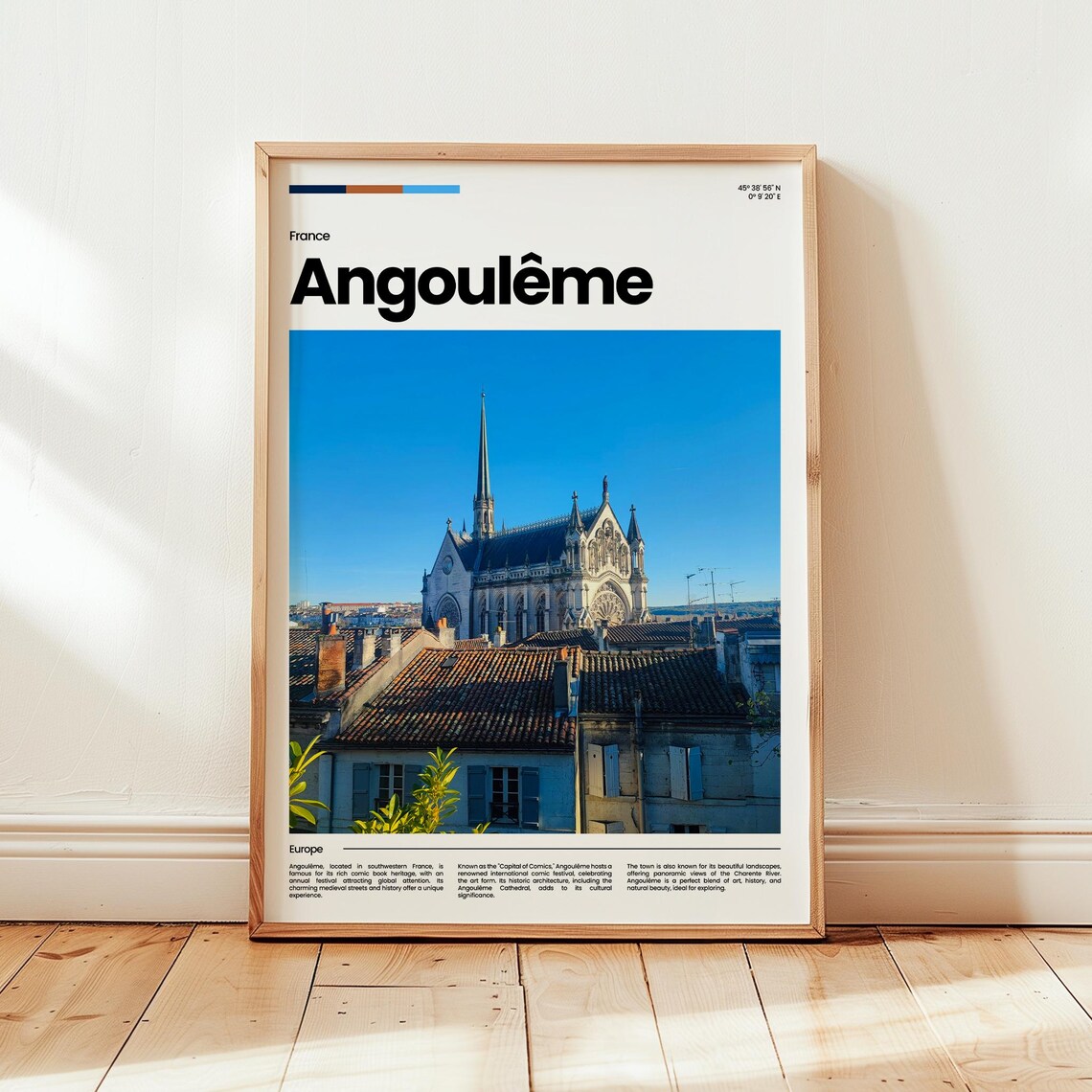 Angoulême France Cathedral Rooftop City View Minimalist Travel Poster