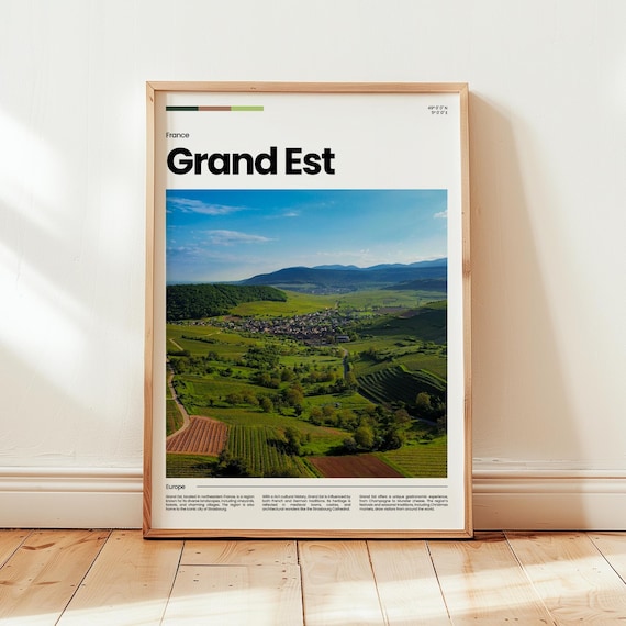 Grand Est France Rolling Vineyard Hills Aerial Countryside Travel Poster