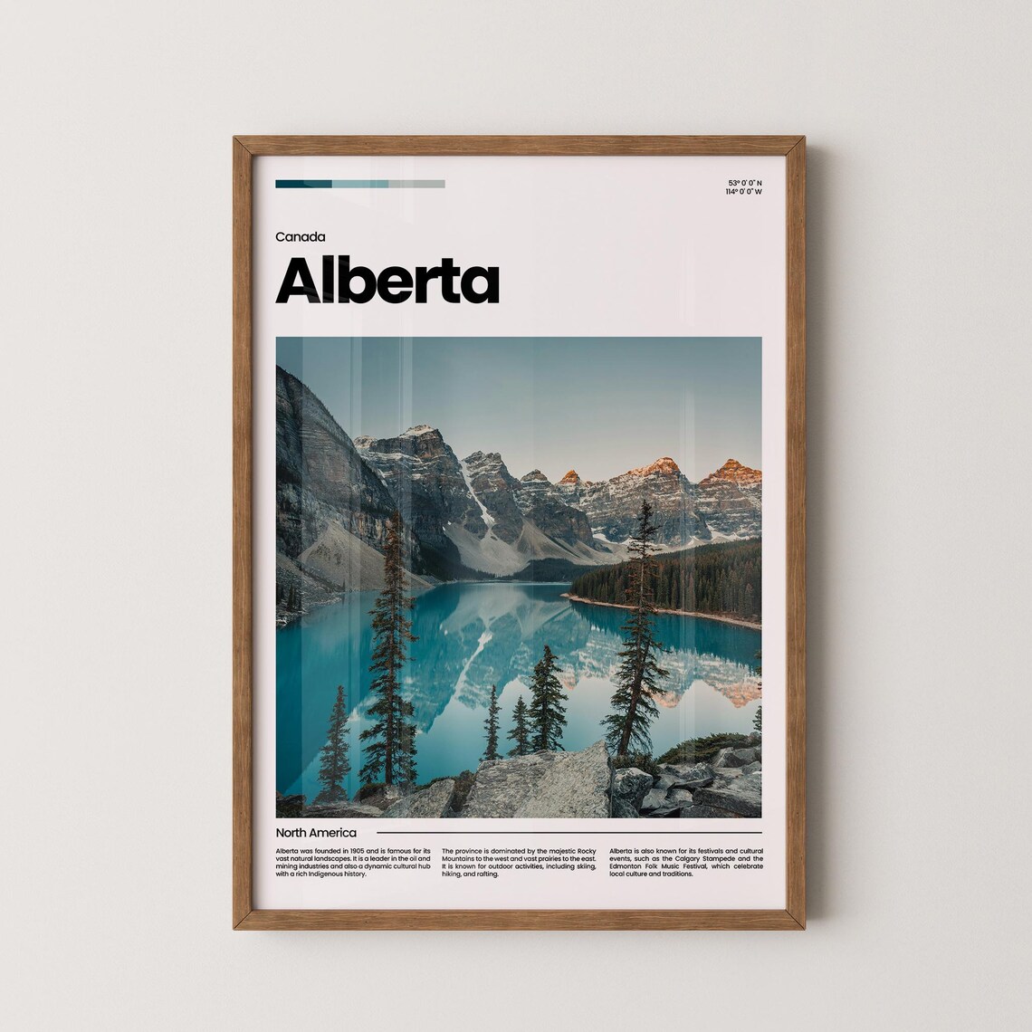 Alberta Moraine Lake Rocky Mountain Turquoise Lake Travel Poster