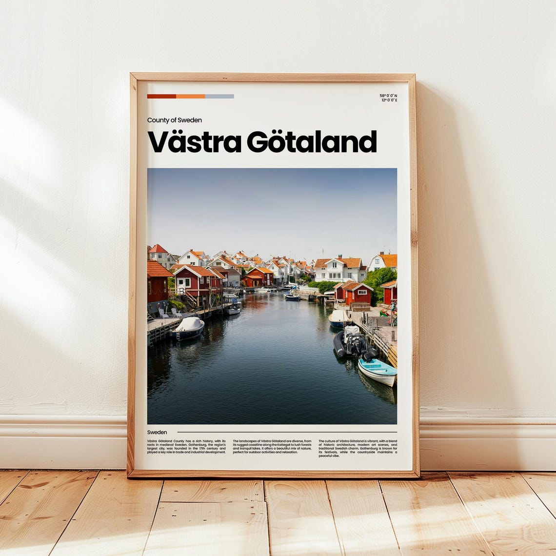 Västra Götaland Sweden Coastal Fishing Village Harbor Travel Poster