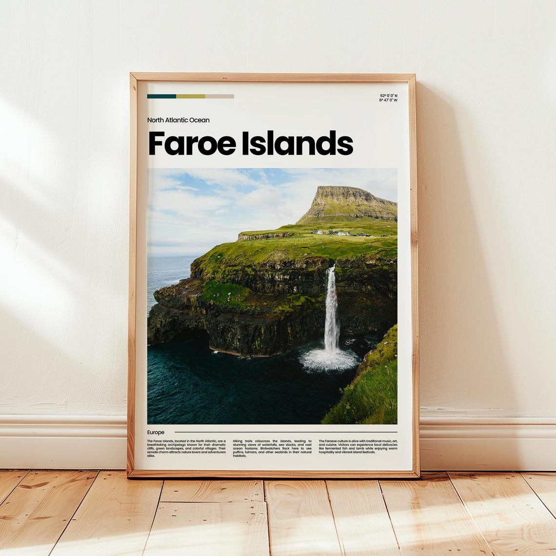 Faroe Islands Mulafossur Waterfall North Atlantic Photo Poster