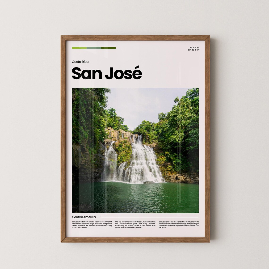 San Jose Waterfall Jungle Cascade Costa Rica Central America Poster