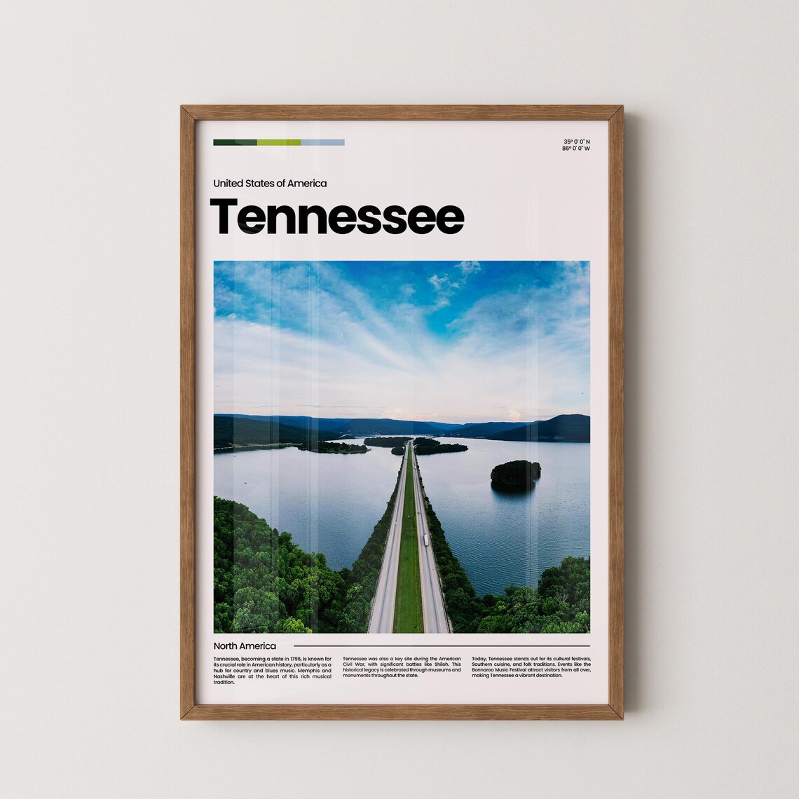 Tennessee Highway Causeway Aerial Drone Lake Scenic View Poster