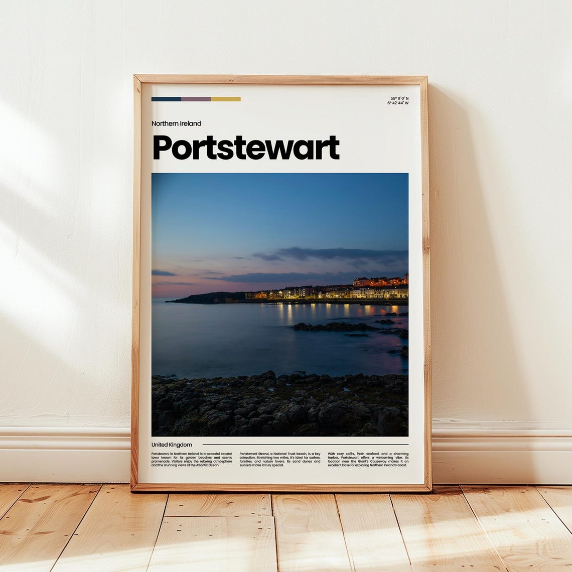 Portstewart Northern Ireland Coastal Town Dusk Beach View Poster