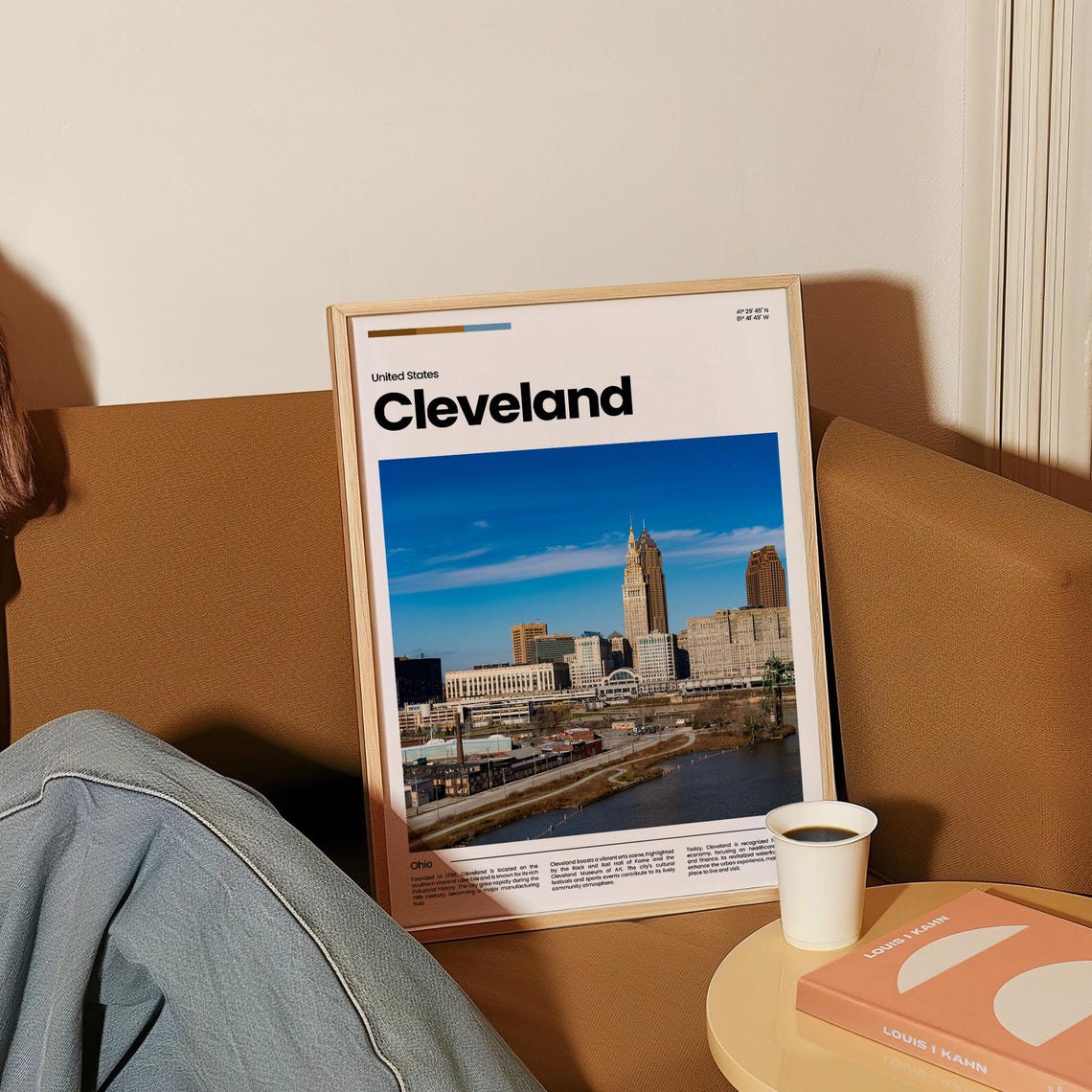 Cleveland Ohio Skyline Lakefront Blue Sky Downtown City Poster - Image 4