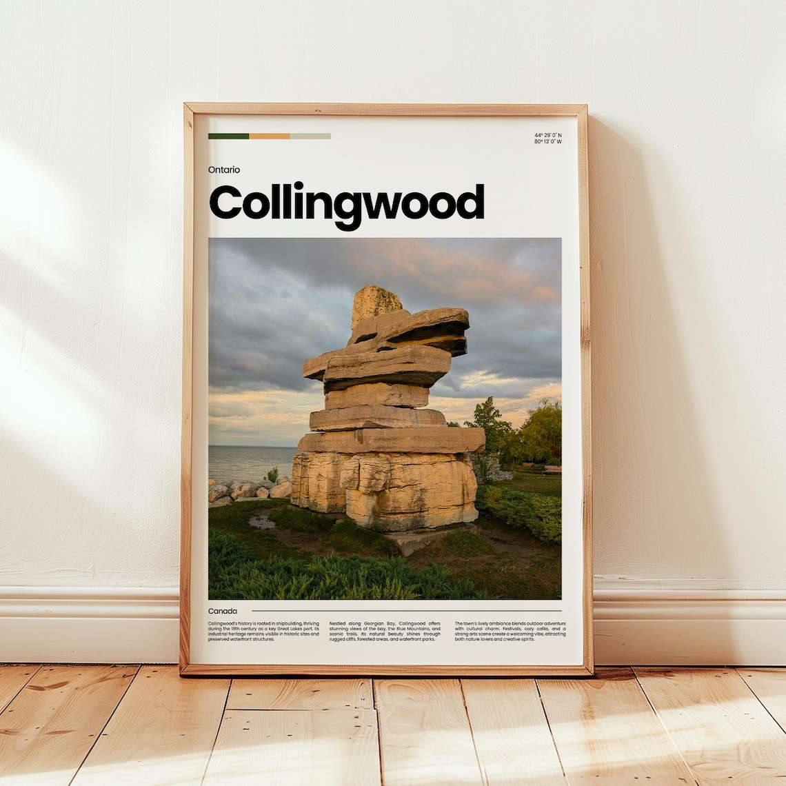 Collingwood Ontario Rock Cairn Shore Photo Canada Travel Poster