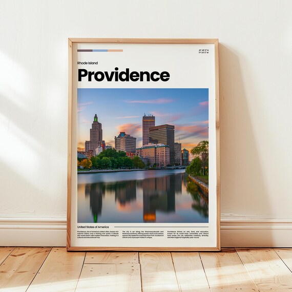 Providence Rhode Island Downtown Skyline River Sunset Poster