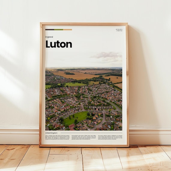 Luton England Aerial Suburbs View Photography Travel Art Poster