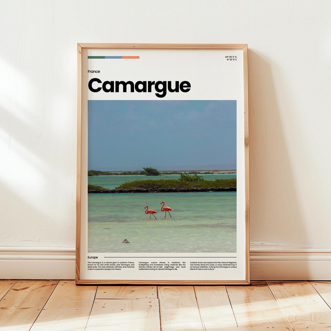 Camargue France Pink Flamingos Lagoon Scenic Nature Travel Poster