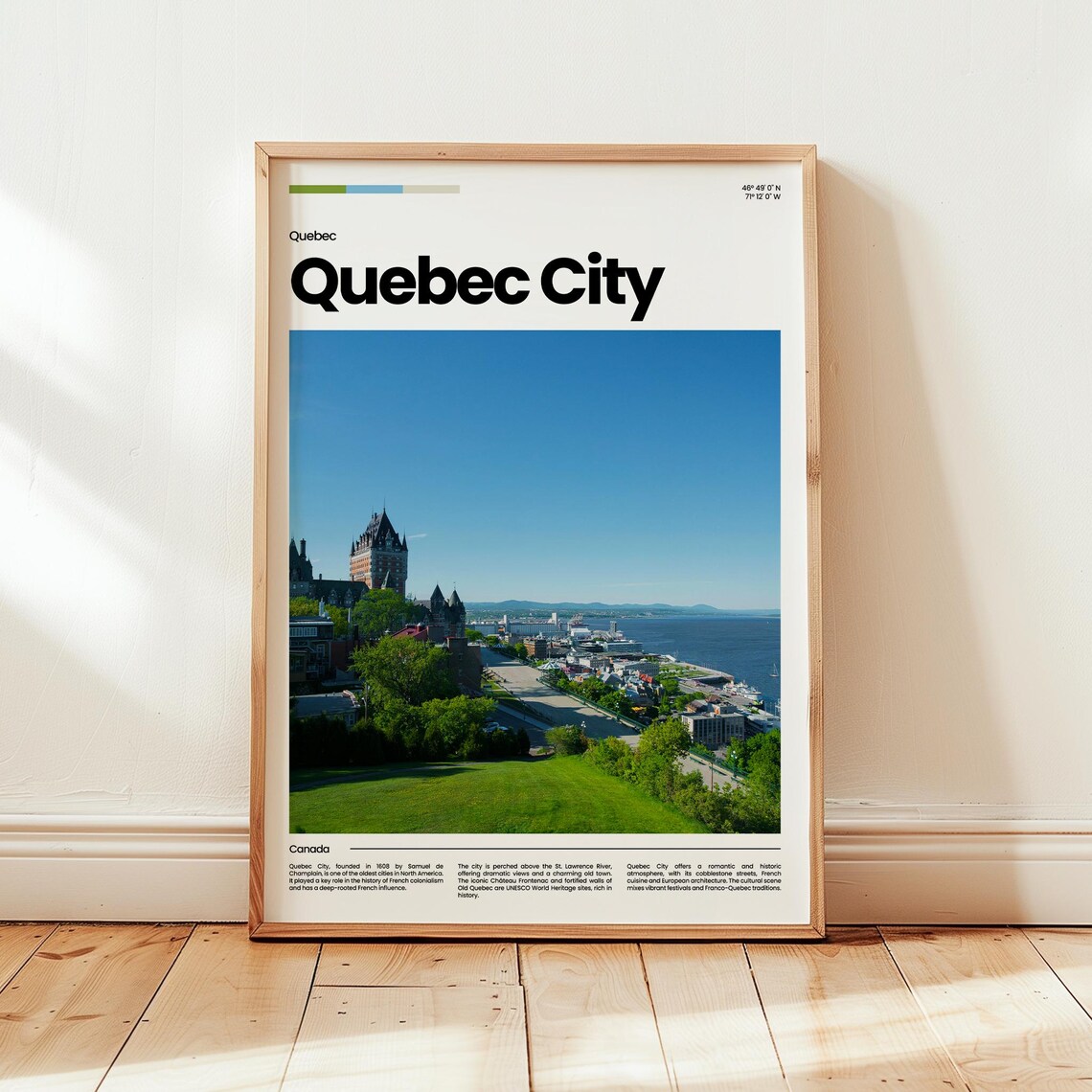 Quebec City Canada Historic Waterfront Skyline Travel Poster