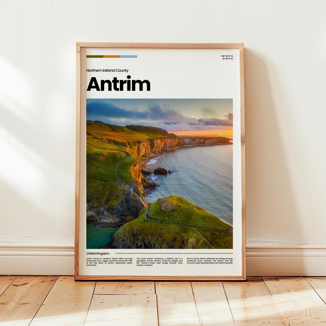 Antrim Northern Ireland County Golden Cliffs Coast Sunset Poster