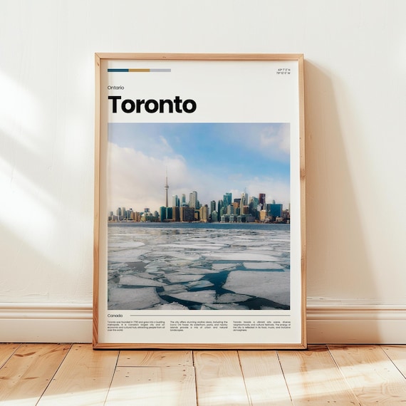 Toronto Ontario Canada CN Tower Skyline Winter Lake Photo Travel Poster