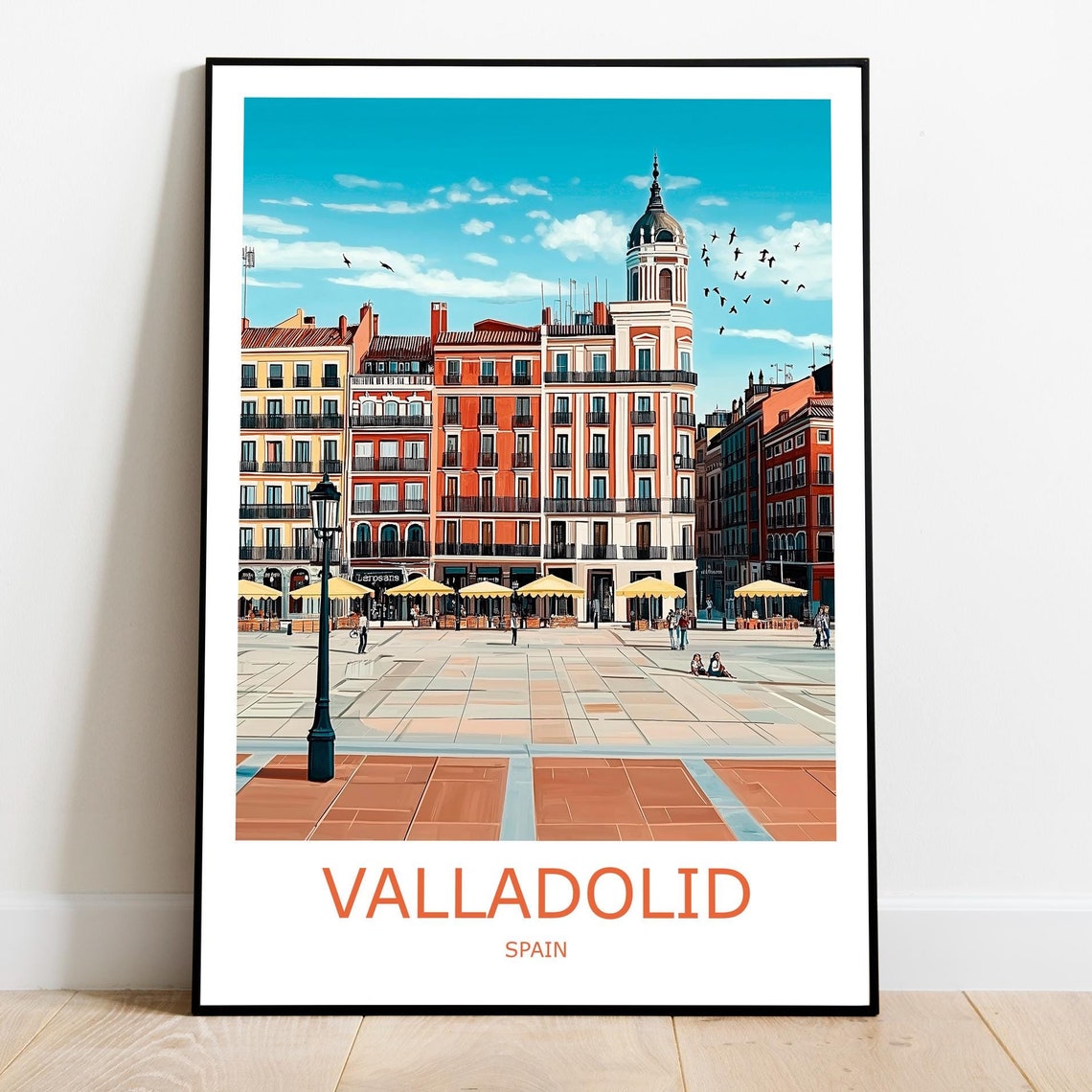 Valladolid Spain Grand Plaza Historic Architecture Travel Poster