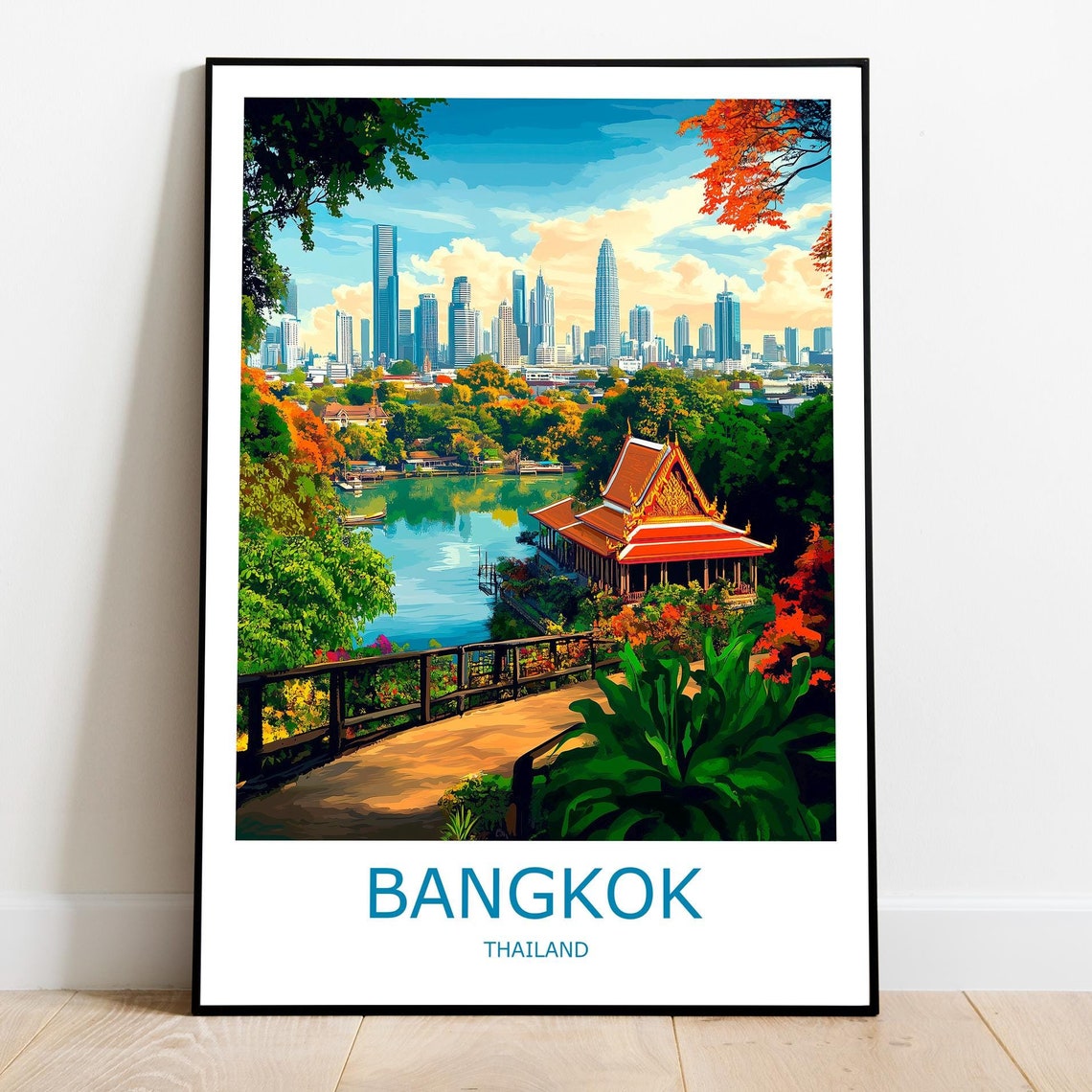 Bangkok Travel Print Bangkok Wall Art Bangkok Travel Poster Bangkok Gift Art Bangkok Wall Decor Home Thailand Travel Print Thailand Wall Art