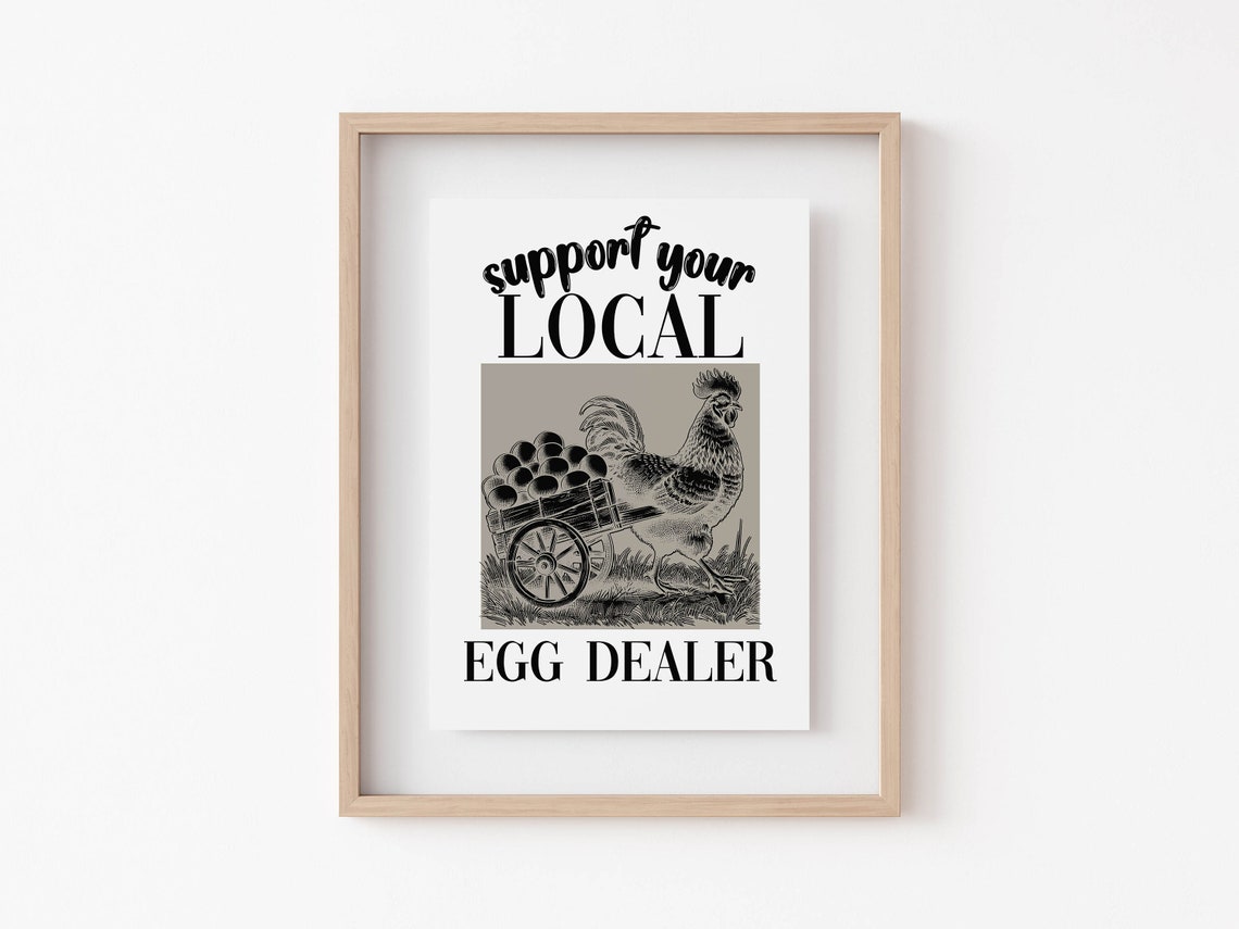 Support Your Local Egg Dealer Vintage Rooster Egg Cart Poster - Image 2