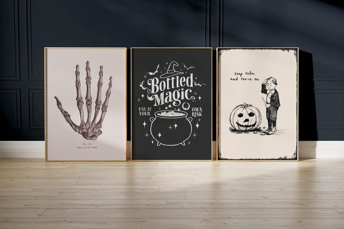 Keep Calm And Carve On Vintage Boy With Jack O Lantern Poster - Image 4
