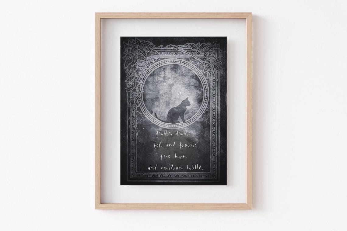 Black Cat Moon Gothic Halloween Shakespeare Witch Quote Poster - Image 6