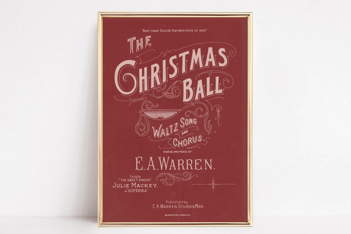 The Christmas Ball Waltz Vintage Sheet Music Red Poster Cover - Image 6