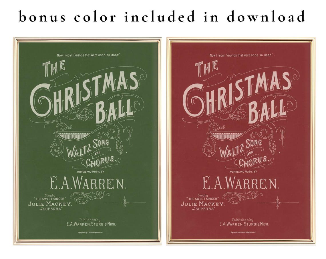 The Christmas Ball Waltz Vintage Sheet Music Red Poster Cover - Image 4