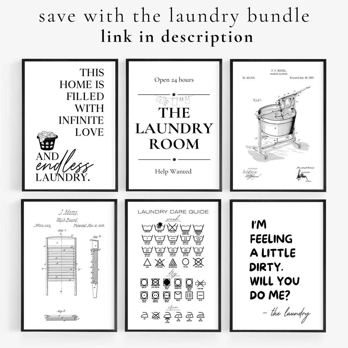 Laundry Care Symbols Art Print, Laundry Room Decor - Image 3
