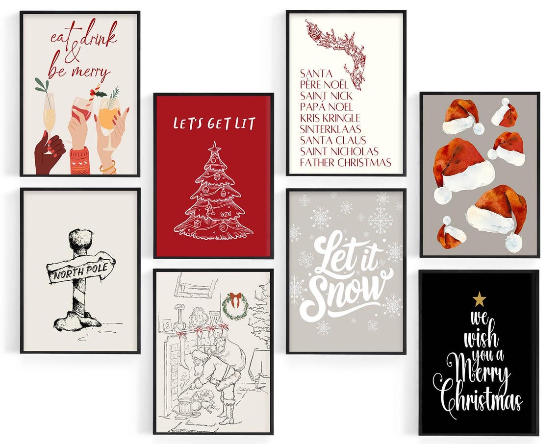 26 Christmas Prints Bundle Festive Gallery Wall Holiday Poster Set - Image 5