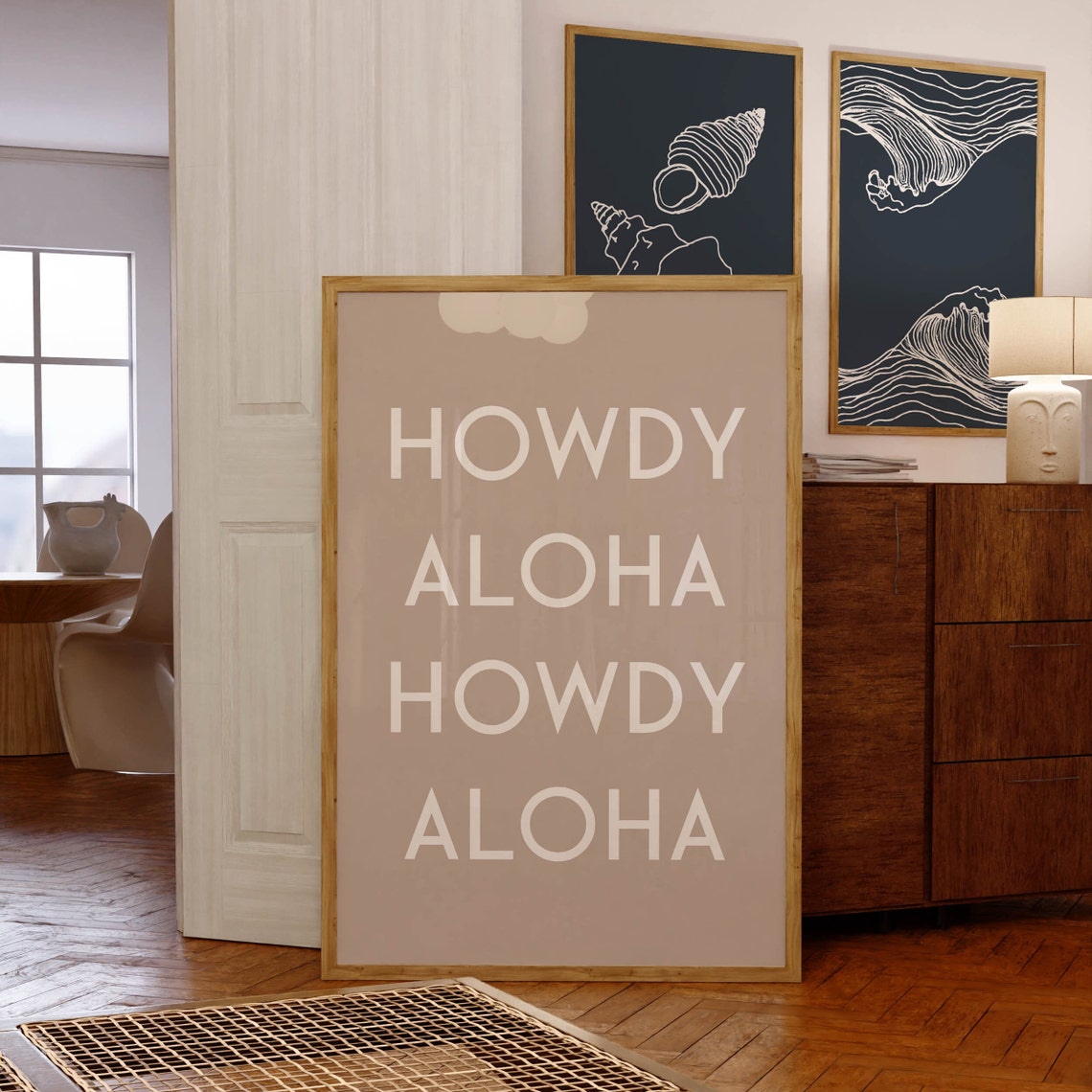 Modern Howdy Aloha Howdy Aloha Typography Taupe Neutral Poster - Image 2