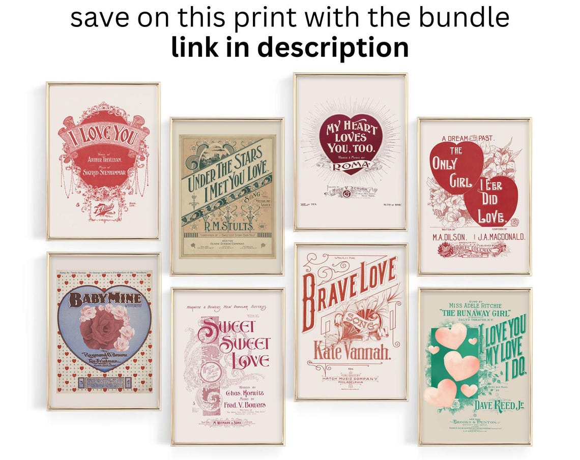 Brave Love Song Kate Vannah Antique Sheet Music Cover Art Poster - Image 3