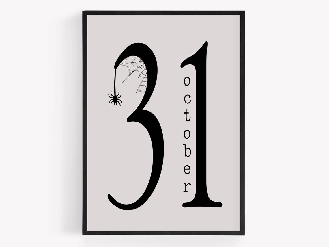 October 31 Minimalist Spider Web Typography Halloween Date Poster - Image 2