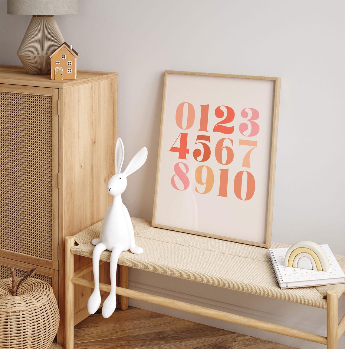 Peach Number Chart 0 To 10 Serif Style Kids Learning Wall Poster - Image 4