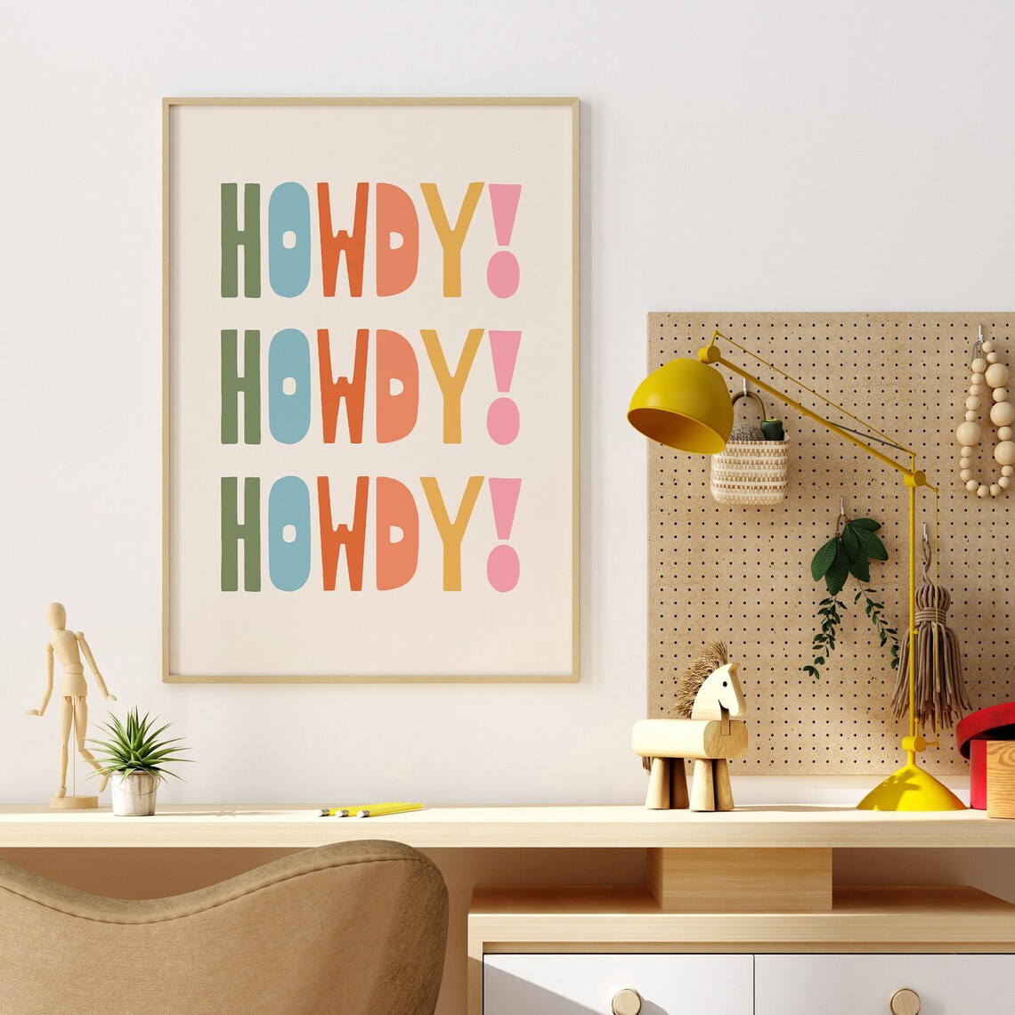 Rainbow Howdy Art Print, Cheerful Kids Room Decor - Image 4