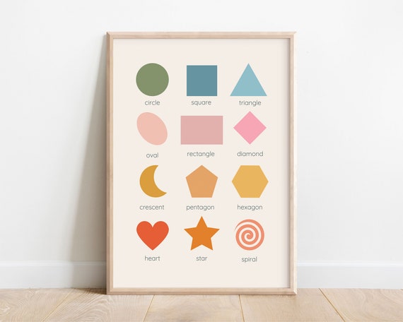 Colorful Shapes Kids Wall Art, Modern Nursery Decor