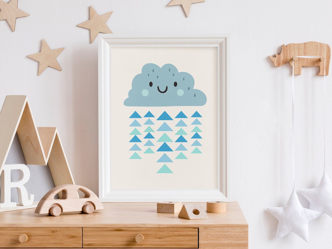 Happy Cloud Kids Room Weather Poster, Boho Nursery - Image 5