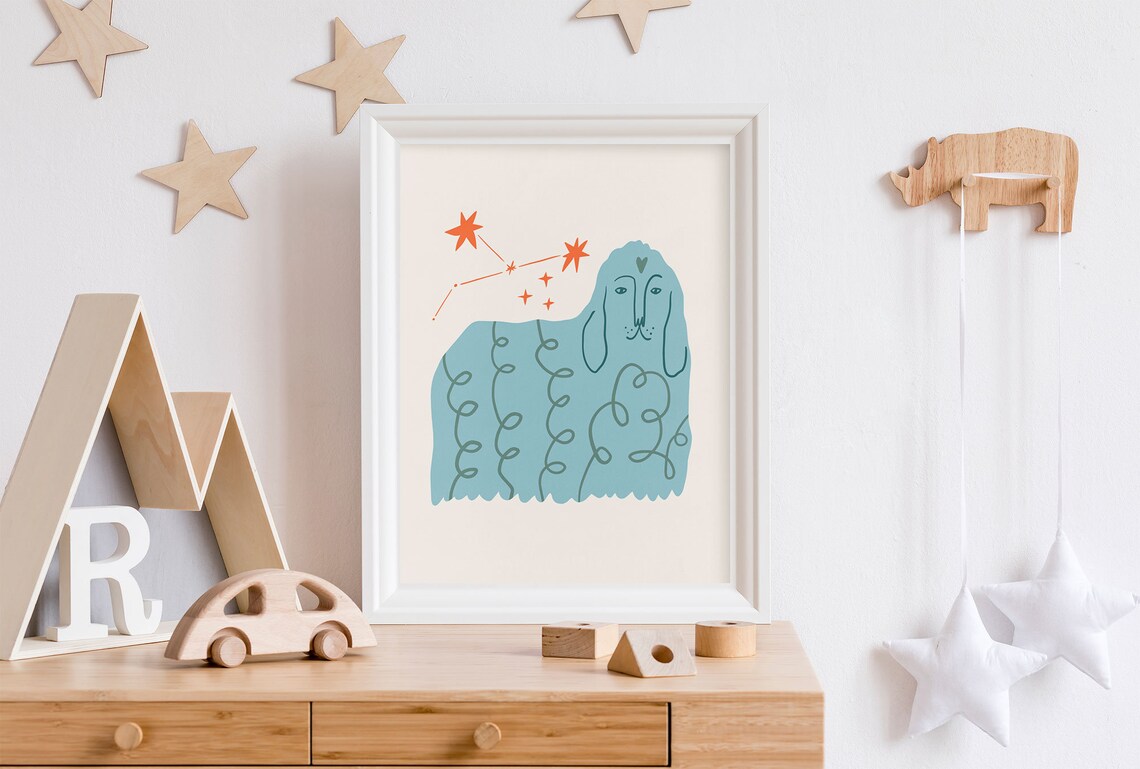 Quirky Dog Print, Boho Nursery Art Poster - Image 4