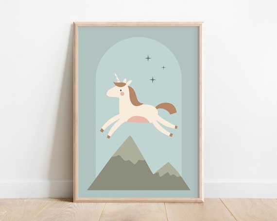 Kids Unicorn Print, Boho Nursery Decor Art Print