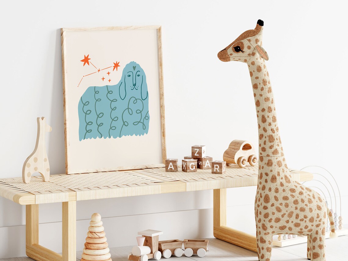Quirky Dog Print, Boho Nursery Art Poster - Image 2