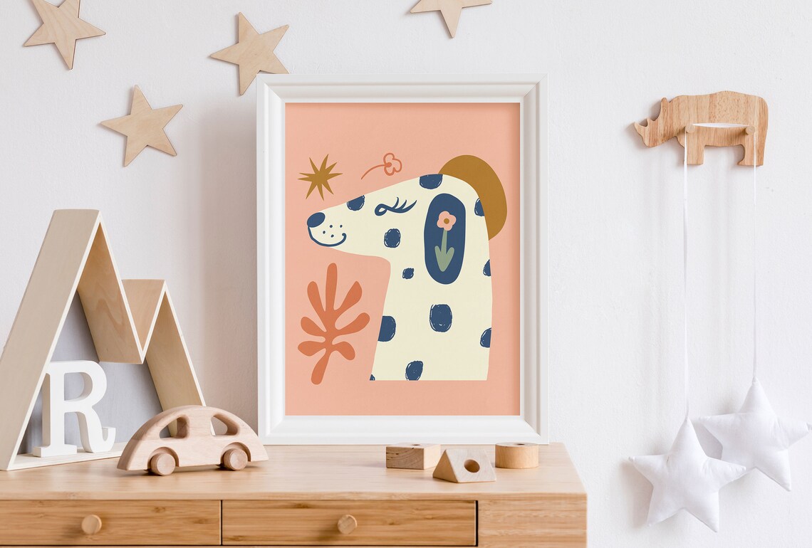 Whimsical Dog Illustration, Retro Nursery Art Print - Image 5