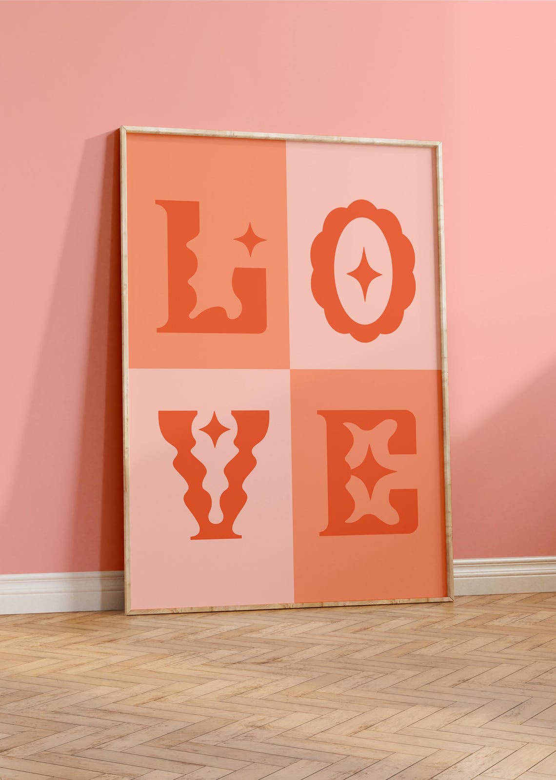 Love Decorative Letters Retro Orange Sunset Quote Decor Wall Art - Image 2