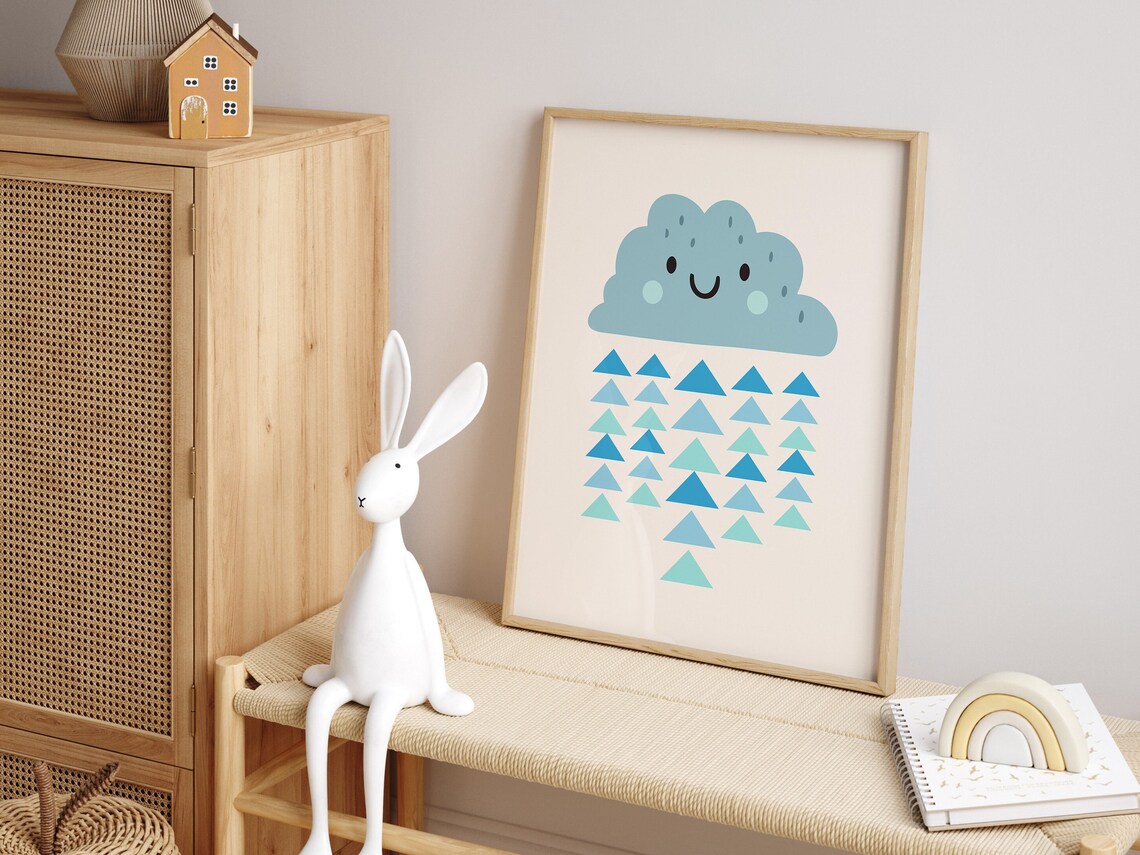 Happy Cloud Kids Room Weather Poster, Boho Nursery - Image 4
