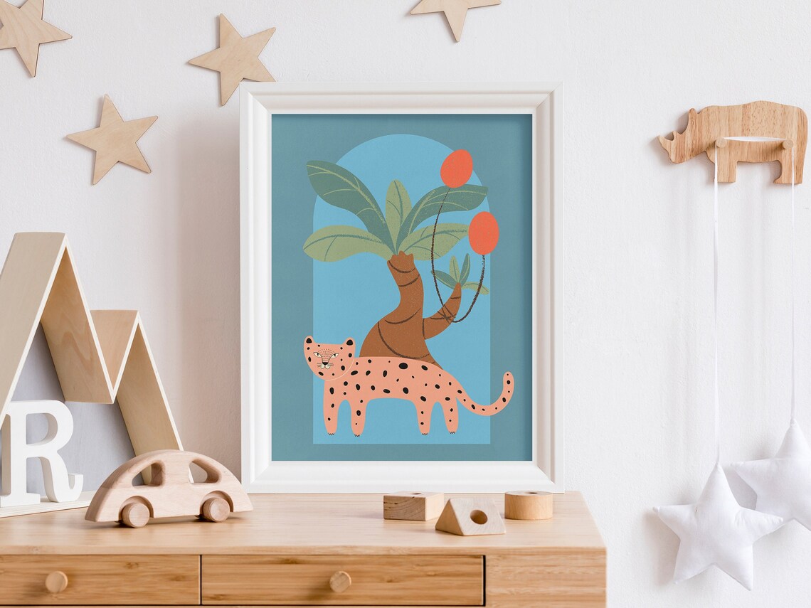 Kids Jungle Print Retro Toddler Poster, Nursery Decor - Image 5
