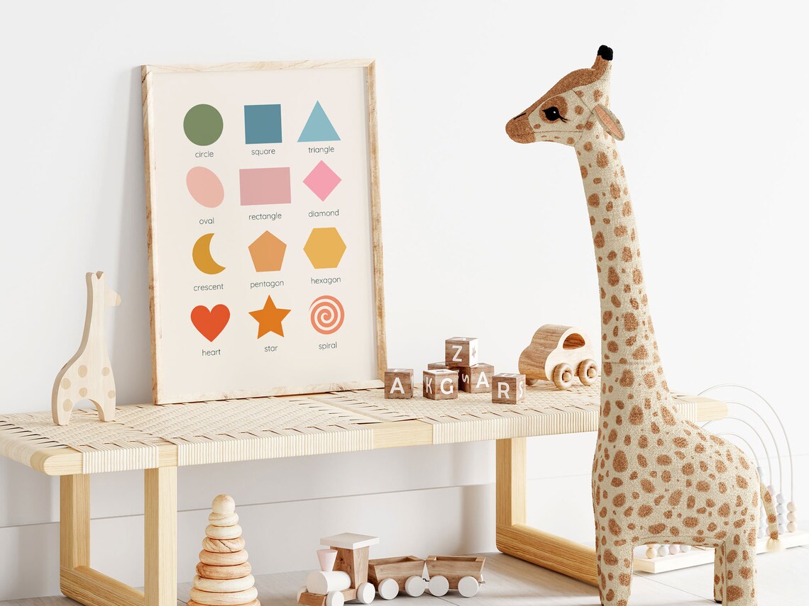 Colorful Shapes Kids Wall Art, Modern Nursery Decor - Image 2