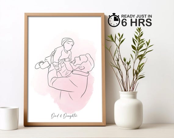 Personalized Fathers Day Gifts Gift For Dad Portrait Poster Wall Art Minimalist Unique Gift For Him Faceless Portrait
