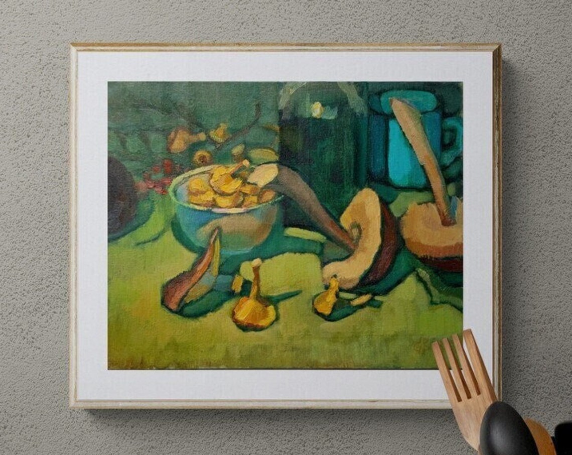 Mushroom Still Life Oil Painting Forest Kitchen Rustic Wall Art