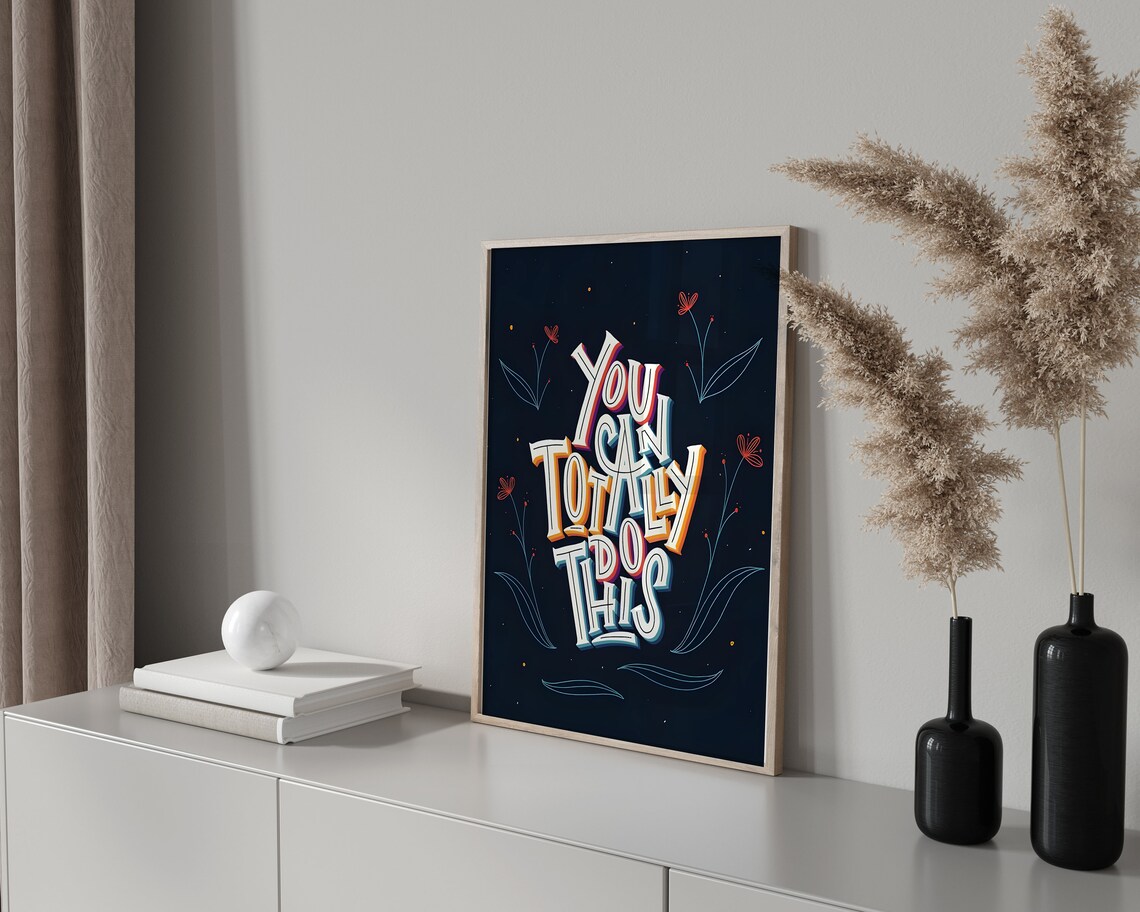 You Can Totally Do This Navy Hand Lettered Motivational Poster - Image 2