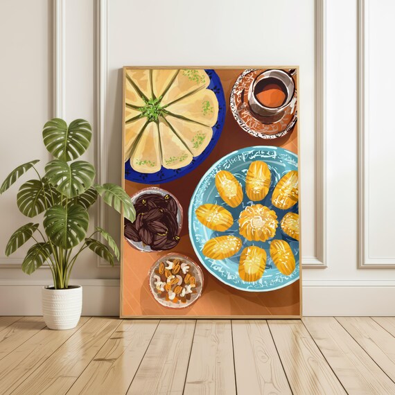 Baklava And Maamoul Wall Art Printable Middle Eastern Dcor Palestinian Food Digital Download
