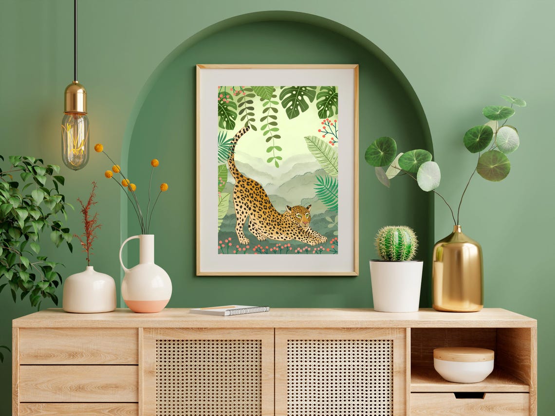 Leopard Art Print, Jungle Illustration Nursery Decor - Image 3